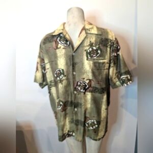 Vintage Mid century Tropicana Hawaiian Button Front Shirt men Sz Large
